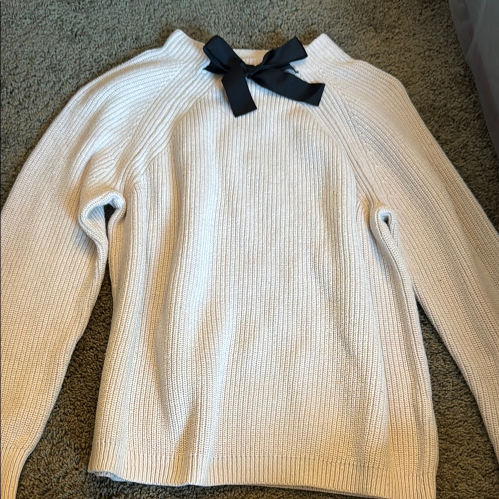 J. Crew Black and White Crew Neck Sweater with Bow